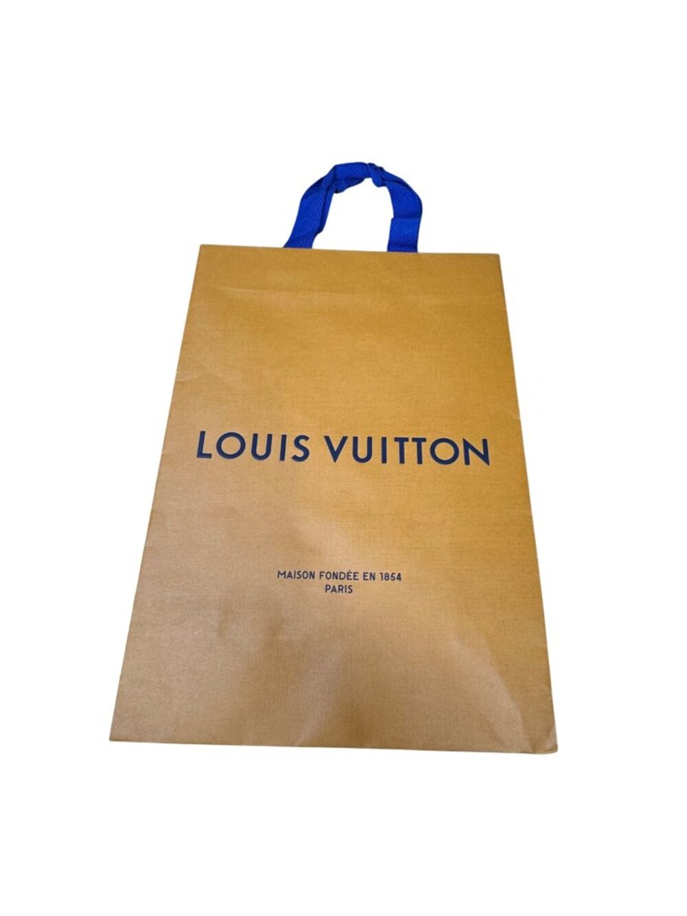 Louis Vuitton Orange Shopping Bag With Blue Handles 10X14 Gift Storage Authentic